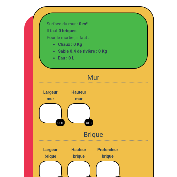 Calculette à mortier & briques